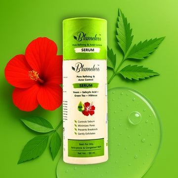 Blameless Pore Refining & Acne Control Serum | Salicylic Acid, Neem, Green Tea & Hibiscus | Lightweight Gel for Acne-Prone Skin | 50ml