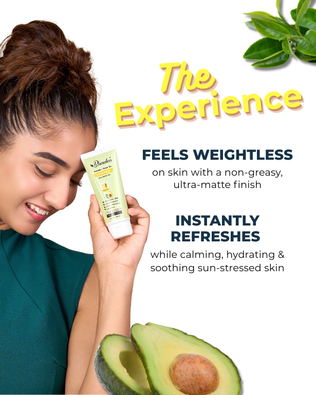 Blameless Avocado + Green Tea Sunscreen SPF 50 PA++++ |Silicon based Ultra-Matte Gel |Broad Spectrum, Blue Light & Infrared Protection | Non-Greasy, Fast-Absorbing | For Face & Body | 50ml